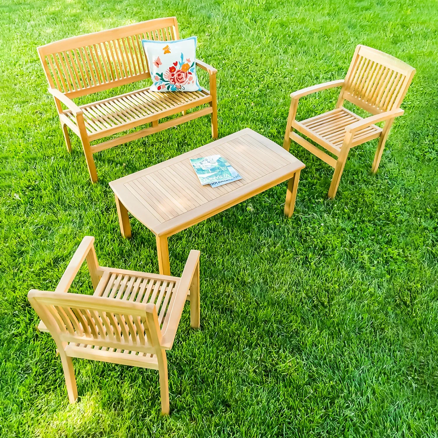 Plow & Hearth Outdoor Dining Sets|Outdoor Side Tables>Rectangular Teak Coffee Table