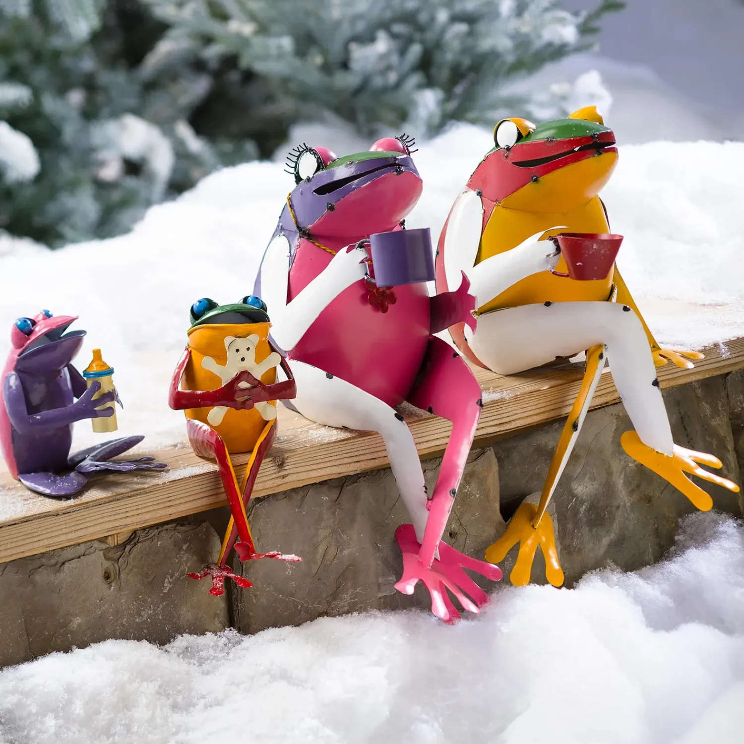 Plow & Hearth Garden Statues>Recycled Metal Coffee Frog Garden Art