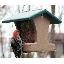 Plow & Hearth Bird Feeders>Recycled Poly-Lumber 2-Sided Hopper Bird Feeder
