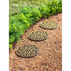 Plow & Hearth Pathways & Stepping Stones>Recycled Rubber Stepping Stones, Set of 3 - Golden Medallion