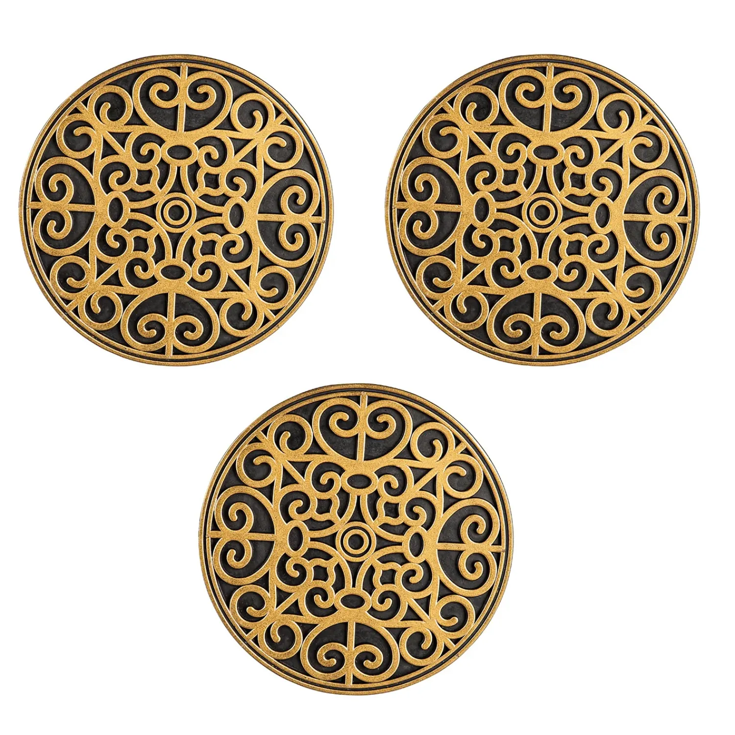 Plow & Hearth Pathways & Stepping Stones>Recycled Rubber Stepping Stones, Set of 3 - Golden Medallion
