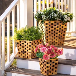 Plow & Hearth Planters & Plant Stands|Planters & Vases>Recycled Wood Planters, Set of 3