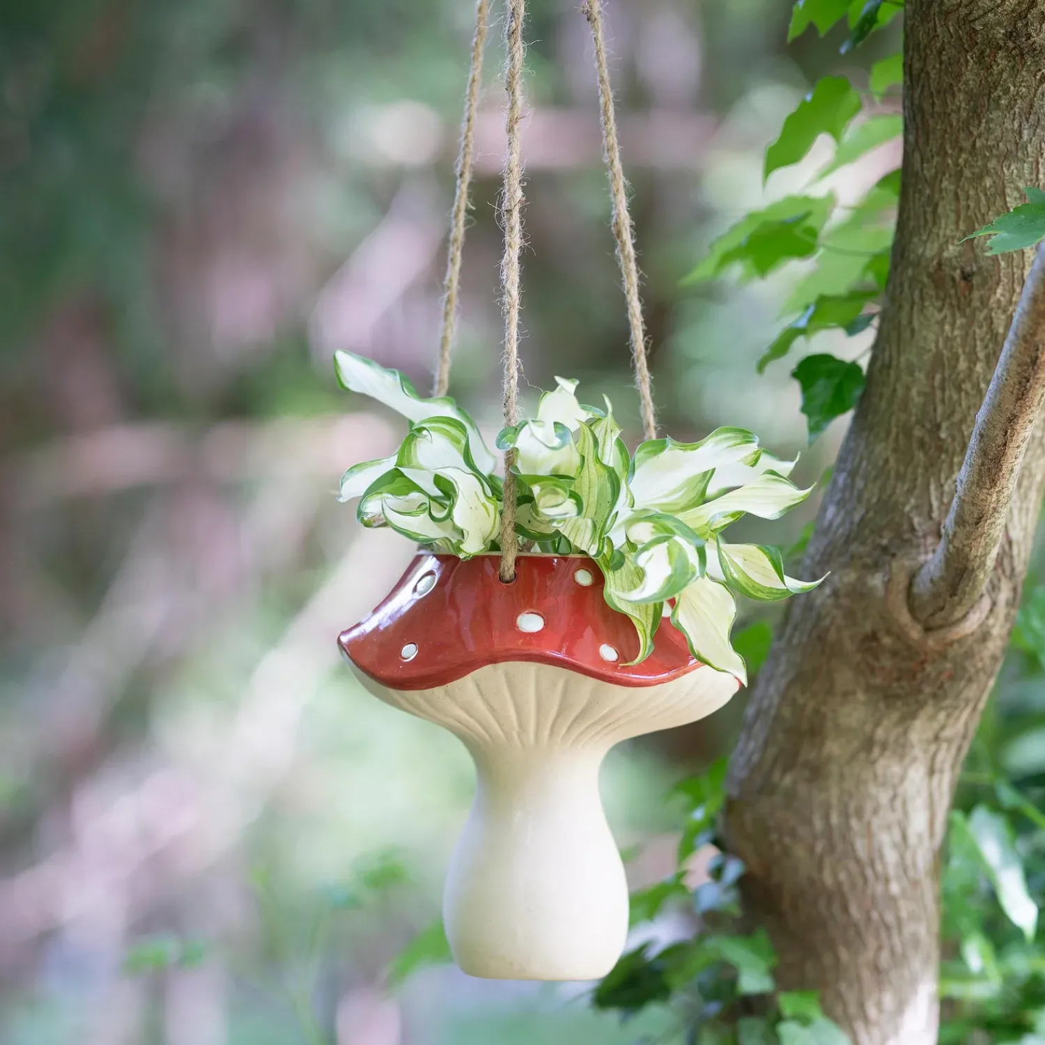 Plow & Hearth Planters & Plant Stands>Red Mushroom Ceramic Hanging Planter