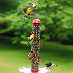 Plow & Hearth Bird Feeders>Spiral-Perch Finch Bird Feeder Red
