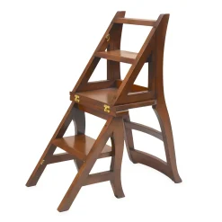 Plow & Hearth Chairs & Rockers|Rockers & Gliders>Reproduction Parawood Ben Franklin Convertible Ladder Chair Chestnut