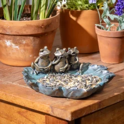 Plow & Hearth Birdbaths>Resin Bird Bath With Frog Family