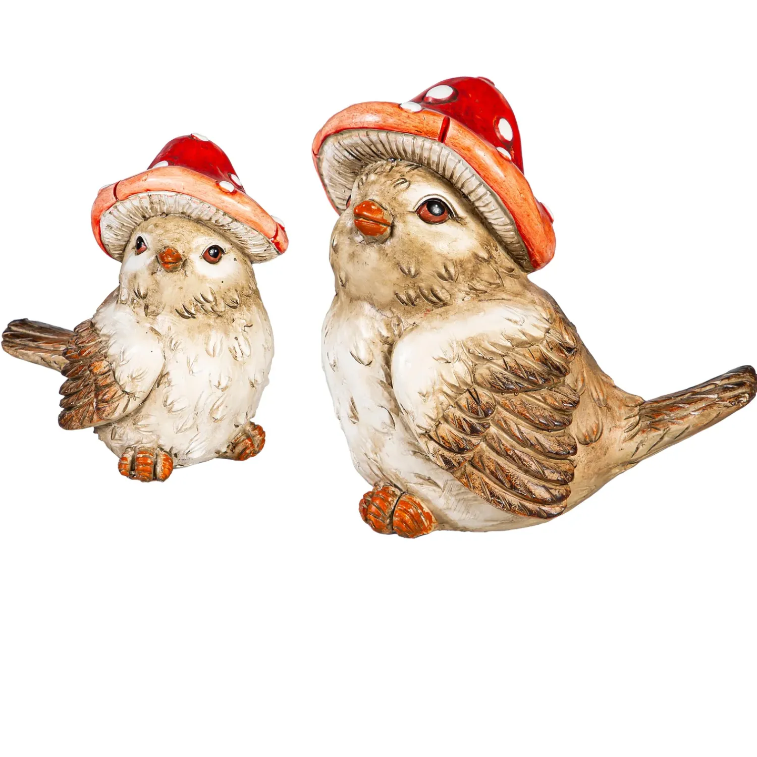 Plow & Hearth Garden Statues>Resin Mushroom Birds Statue Set, 7"H