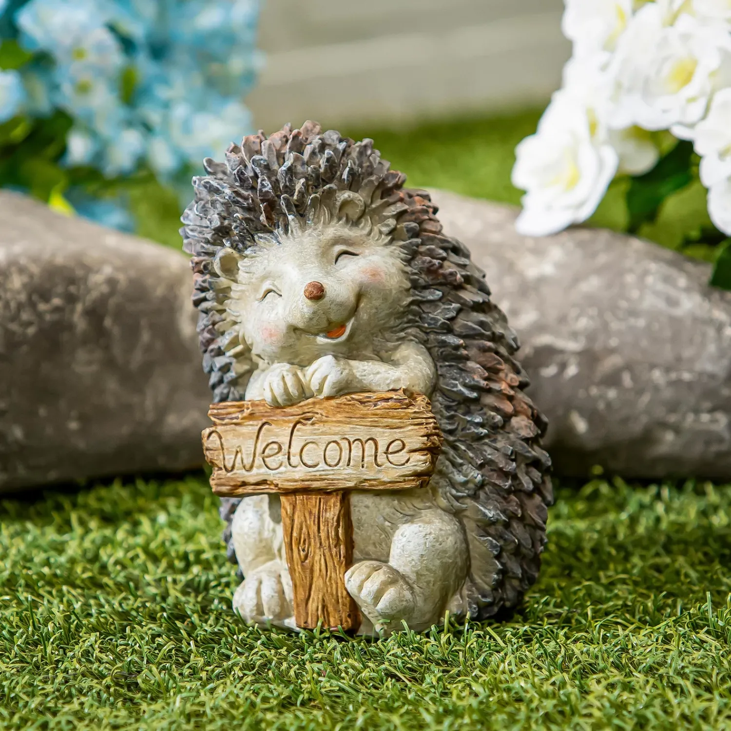 Plow & Hearth Garden Statues>Resin Welcoming Hedgehog Statue, 7"H