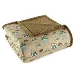 Plow & Hearth Throws & Blankets>Reversible Patterned Micro Flannel® Sherpa Blanket