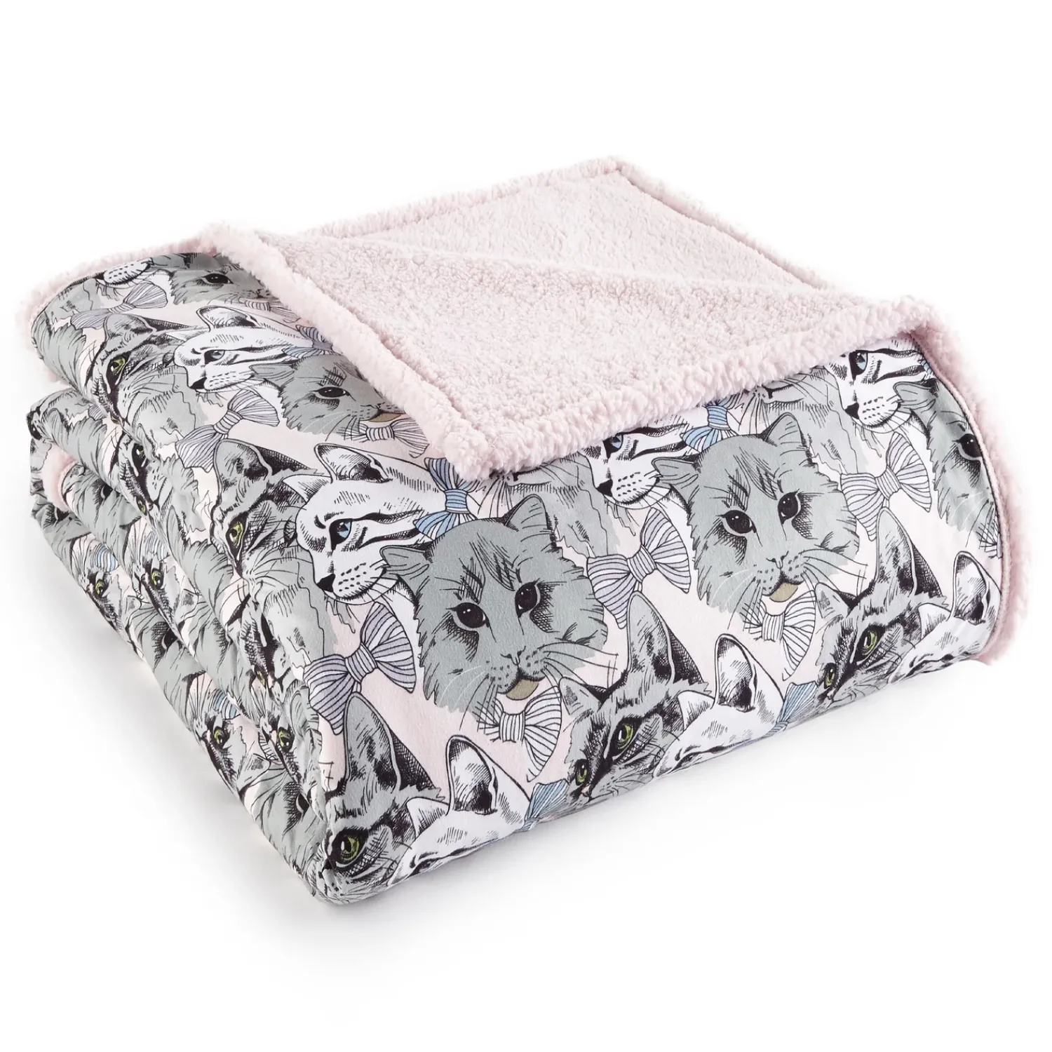 Plow & Hearth Throws & Blankets>Reversible Patterned Micro Flannel® Sherpa Blanket