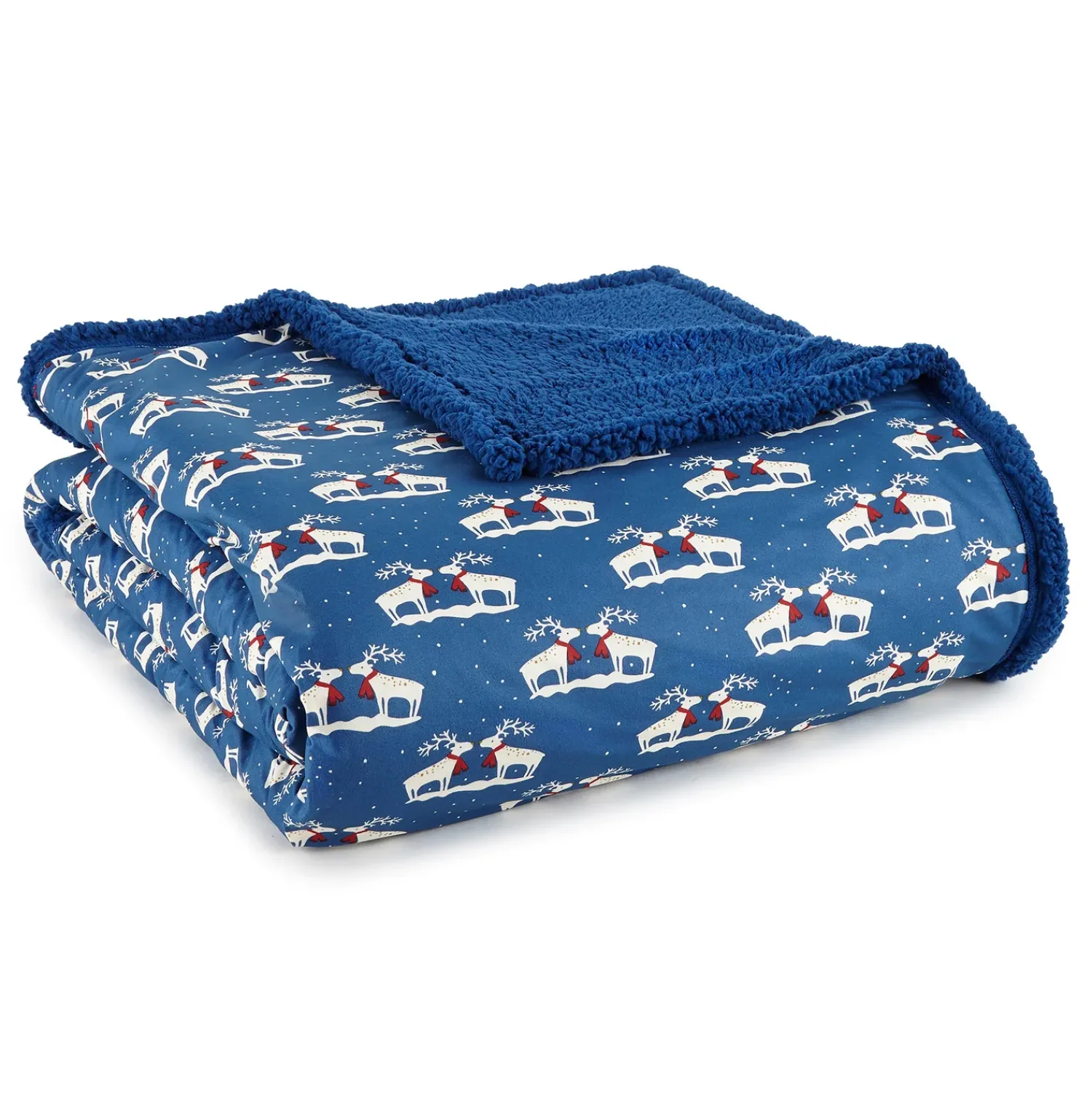 Plow & Hearth Throws & Blankets>Reversible Patterned Micro Flannel® Sherpa Blanket