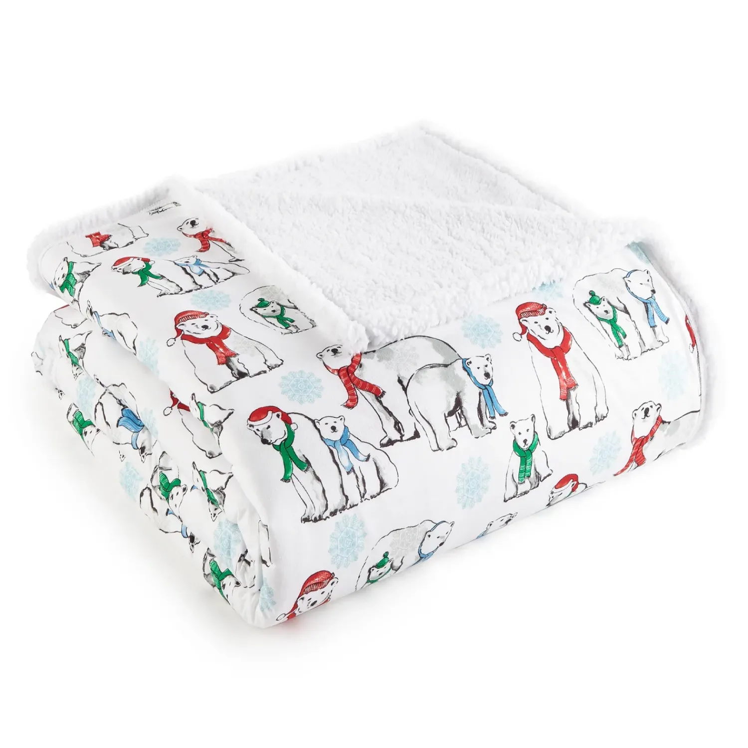 Plow & Hearth Throws & Blankets>Reversible Patterned Micro Flannel® Sherpa Blanket