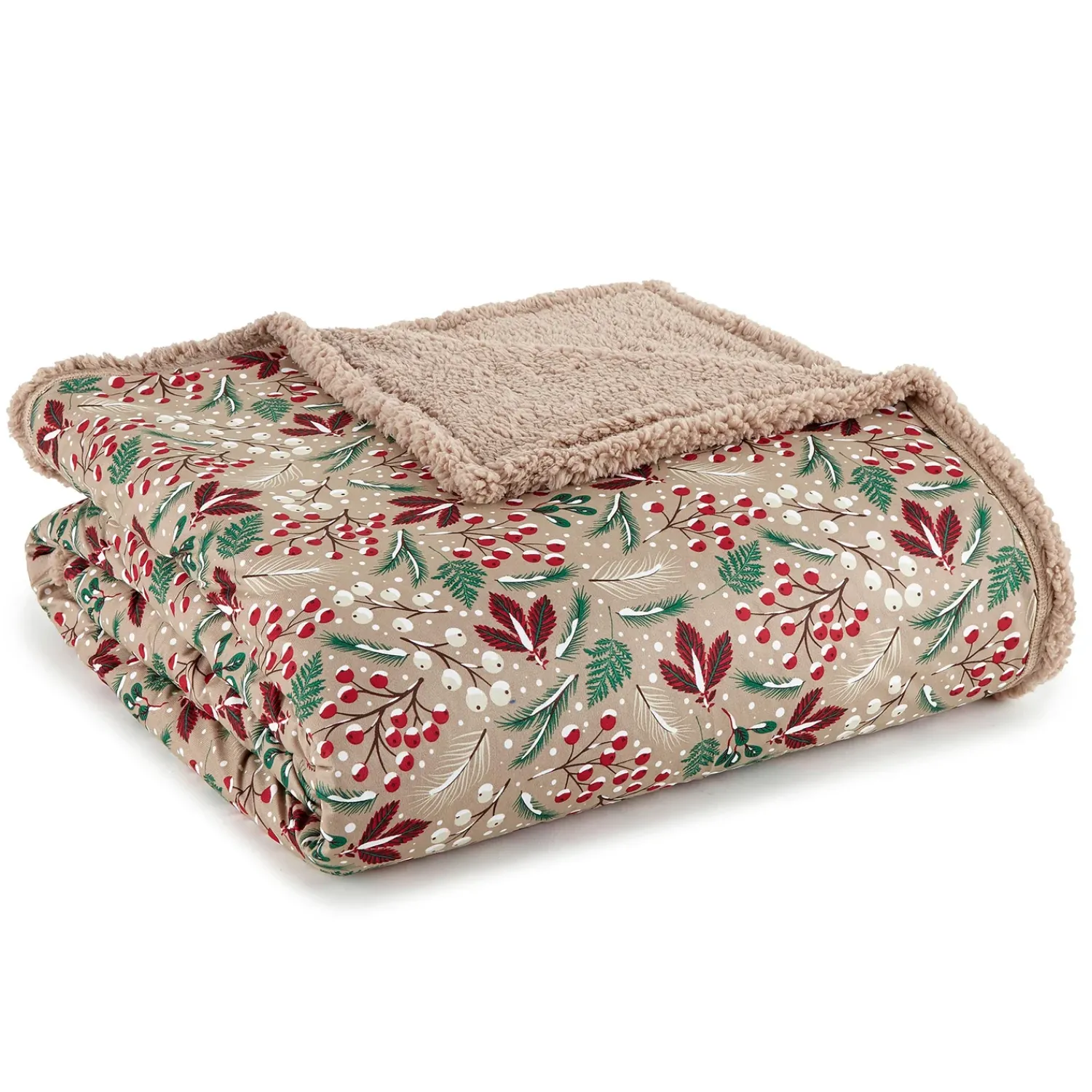 Plow & Hearth Throws & Blankets>Reversible Patterned Micro Flannel® Sherpa Blanket