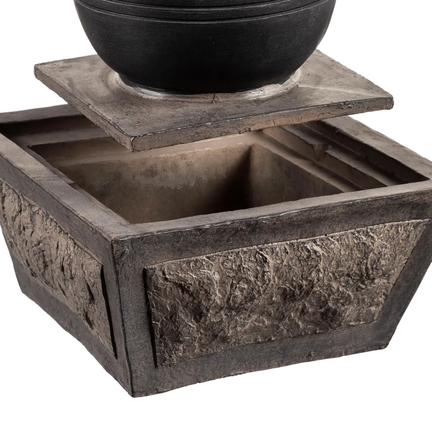 Plow & Hearth Outdoor Fountains>Ridged Globe Fountain with Planter Shelf