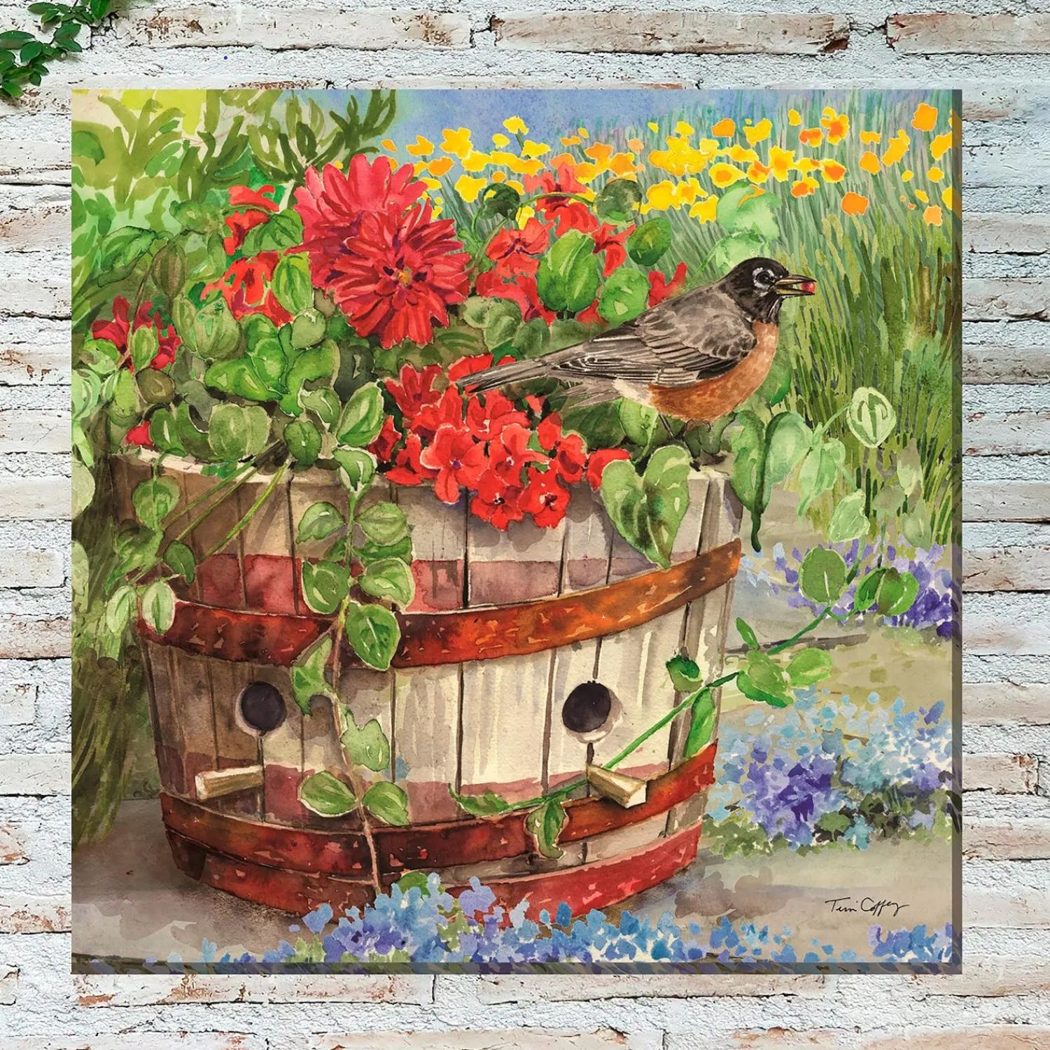 Plow & Hearth Outdoor Wall Art|Wall Art>Robin's Nest Indoor/Outdoor Canvas Wall Art