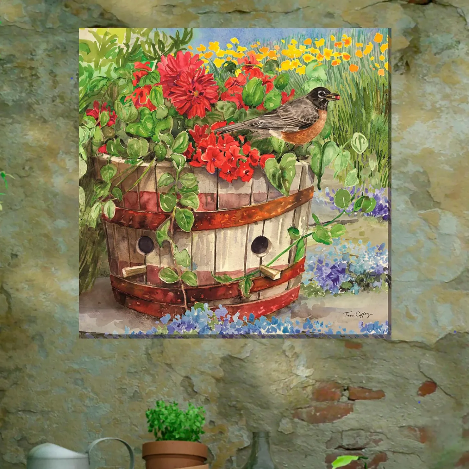 Plow & Hearth Outdoor Wall Art|Wall Art>Robin's Nest Indoor/Outdoor Canvas Wall Art