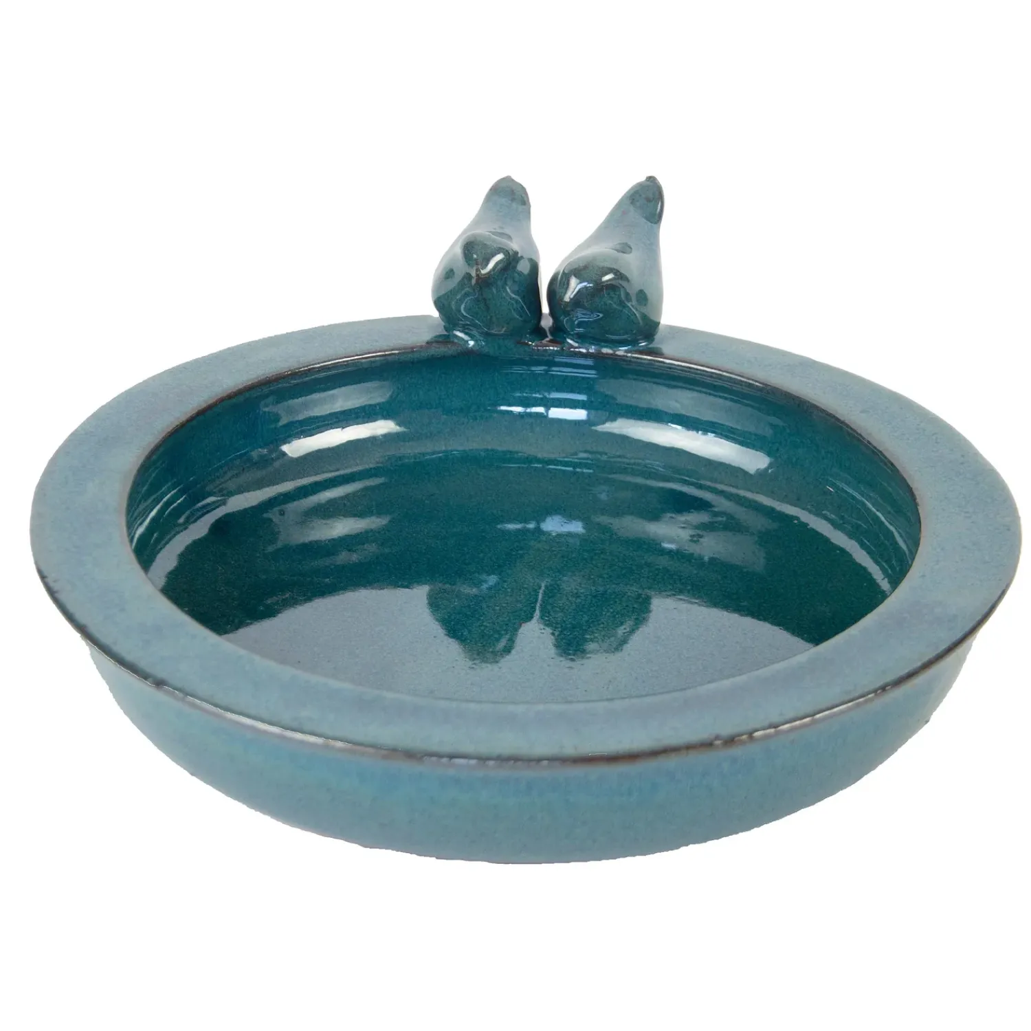 Plow & Hearth Birdbaths>Round Ceramic Birdbath With Birds