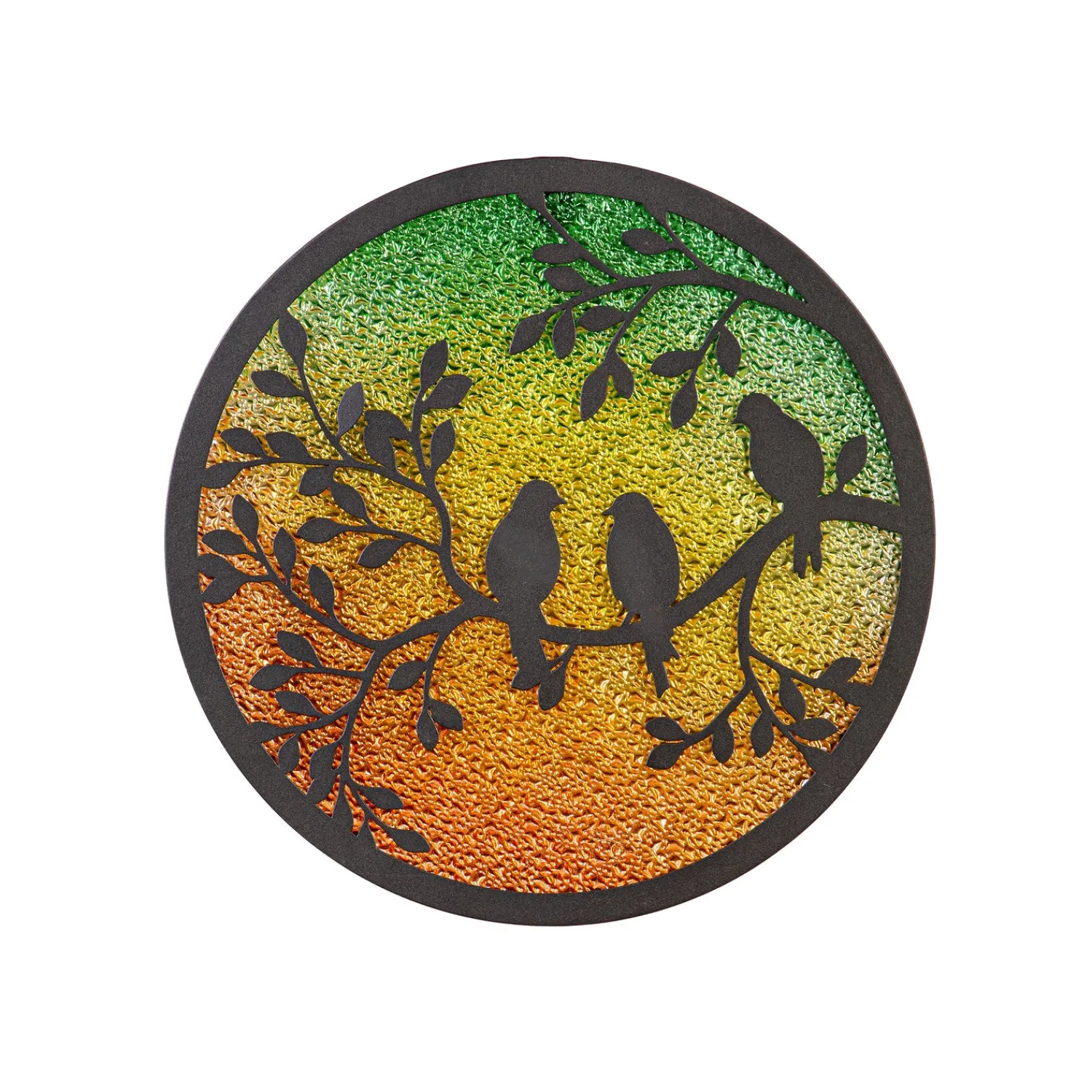 Plow & Hearth Wall Art>Round Perched Birds Wall Décor, 12" H x 12" L