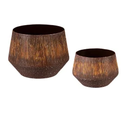 Plow & Hearth Planters & Plant Stands>Rust Textured Metal Planter, Set of 2