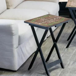 Plow & Hearth Accent Tables>Rustic Farmhouse TV Tray Set of 4