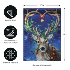 Plow & Hearth Garden Flags>Santa's Reindeer Lustre Garden Flag