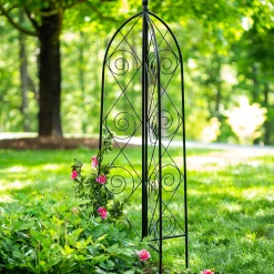 Plow & Hearth Arbors & Trellises>Scrolls Tri-Fold Metal Garden Trellis