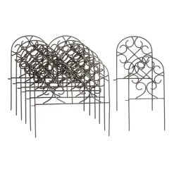 Plow & Hearth Garden Fencing & Edging>Scrollwork Wrought Iron Edging with Ground Stakes and Gunmetal Finish