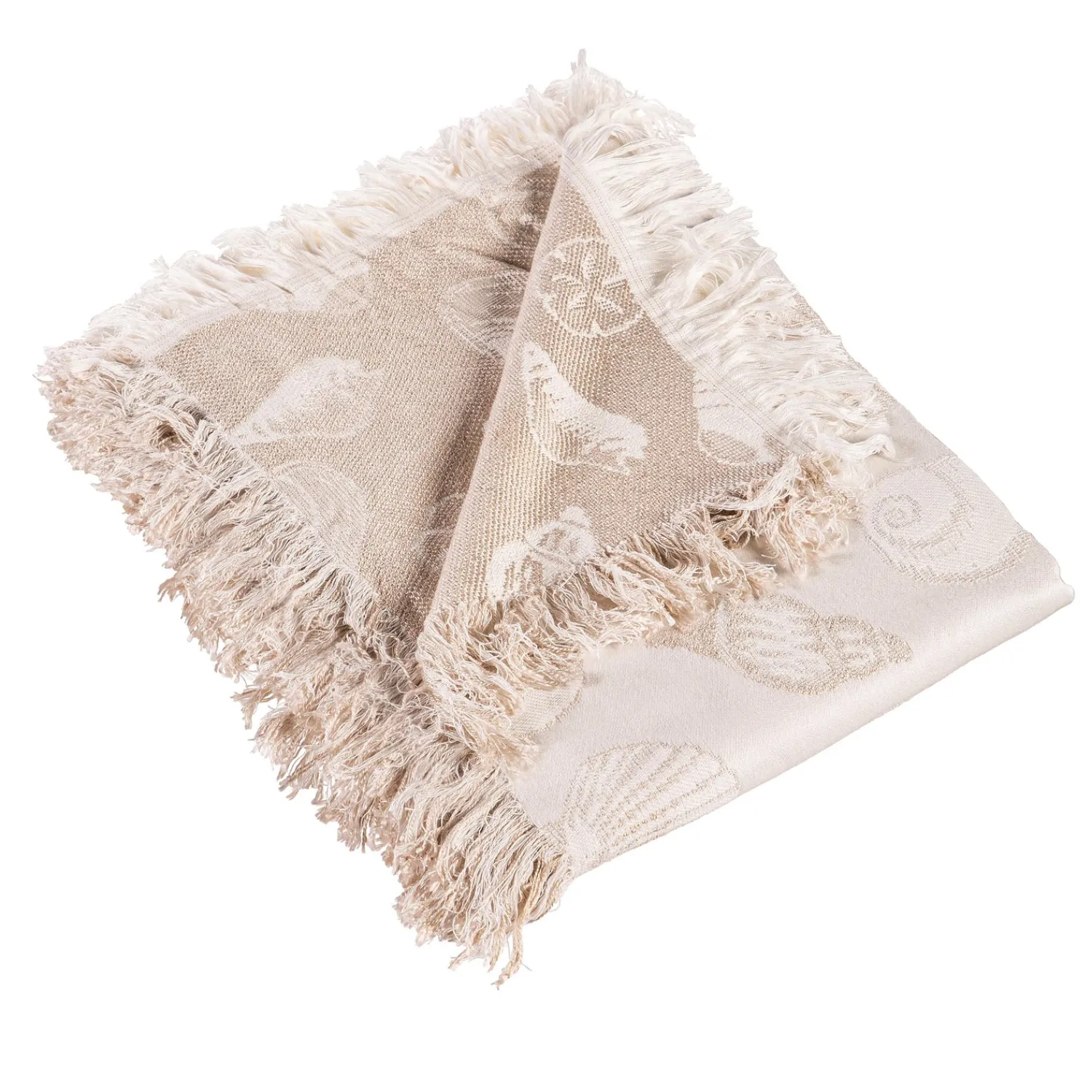 Plow & Hearth Throws & Blankets>Seashell Tapestry Throw Beige