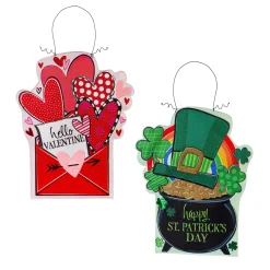 Plow & Hearth Fabric Door Hangers>Sending Love Valentine's Day / End of the Rainbow Double Sided Estate Door Décor
