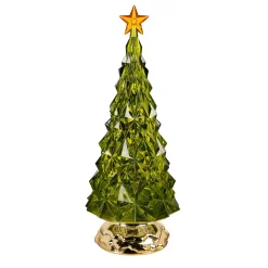 Plow & Hearth Decorative Accents>Shades of Green LED Table Decor Christmas Tree Color Changing Water Lantern, 11.5"