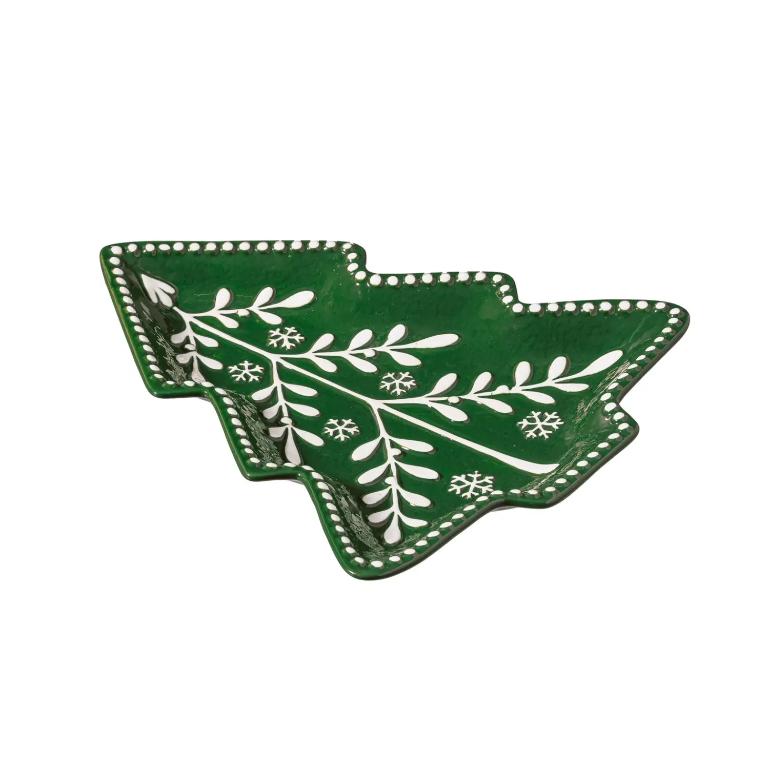 Plow & Hearth Plates & Platters>Shades of Green Plate Tree Shaped Embossed Ceramic Salad Plate, 9.5"