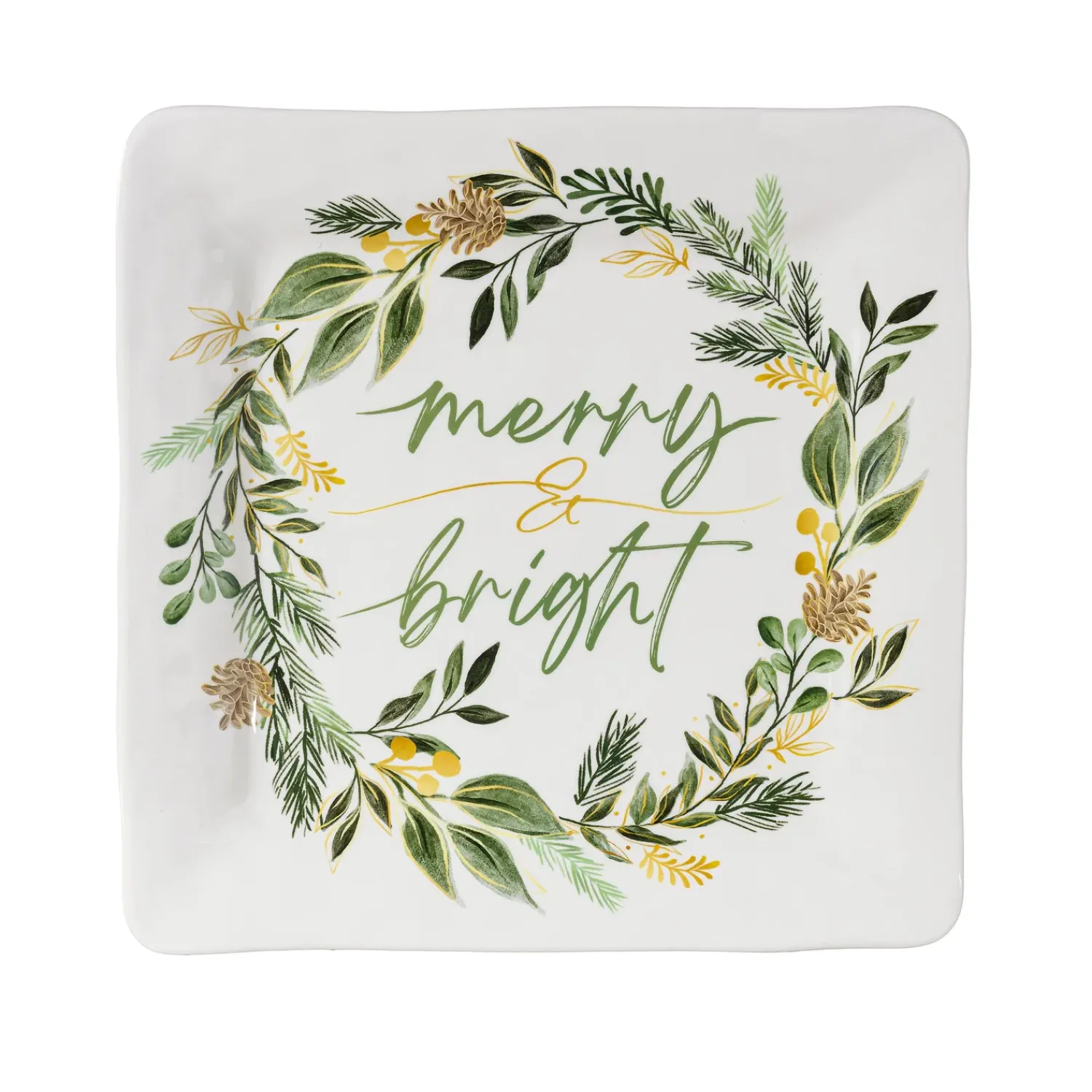 Plow & Hearth Plates & Platters>Shades of Green Platter Square Platter, 13.5"