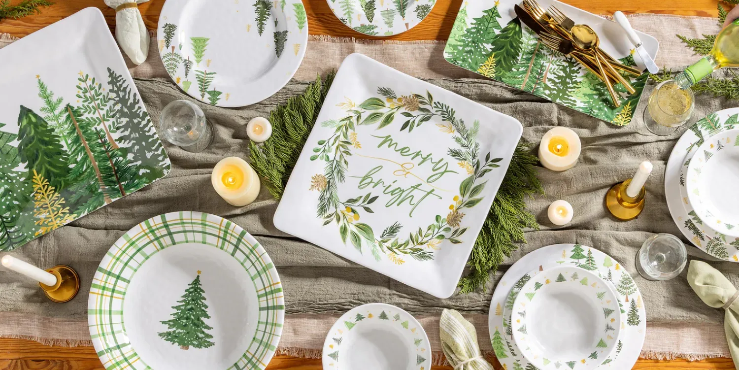 Plow & Hearth Plates & Platters>Shades of Green Platter Square Platter, 13.5"