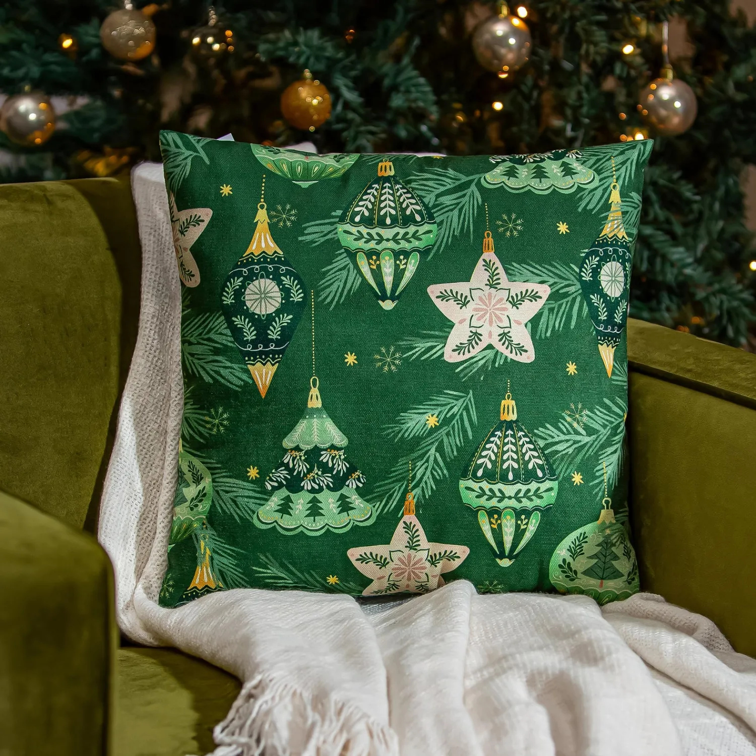Plow & Hearth Decorative Pillows>Shades of Green Throw Pillow Shades of Green Square Pillow, 16"