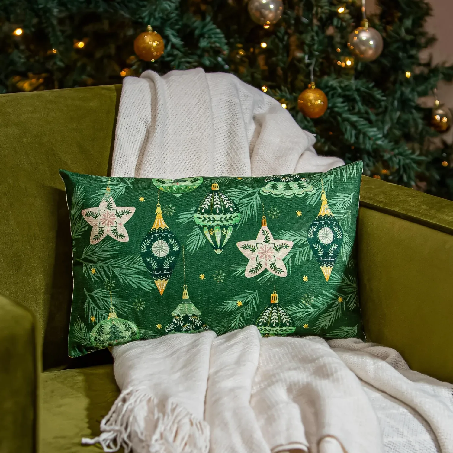 Plow & Hearth Decorative Pillows>Shades of Green Throw Pillow Lumbar Pillow, 16"L x 10.5"H