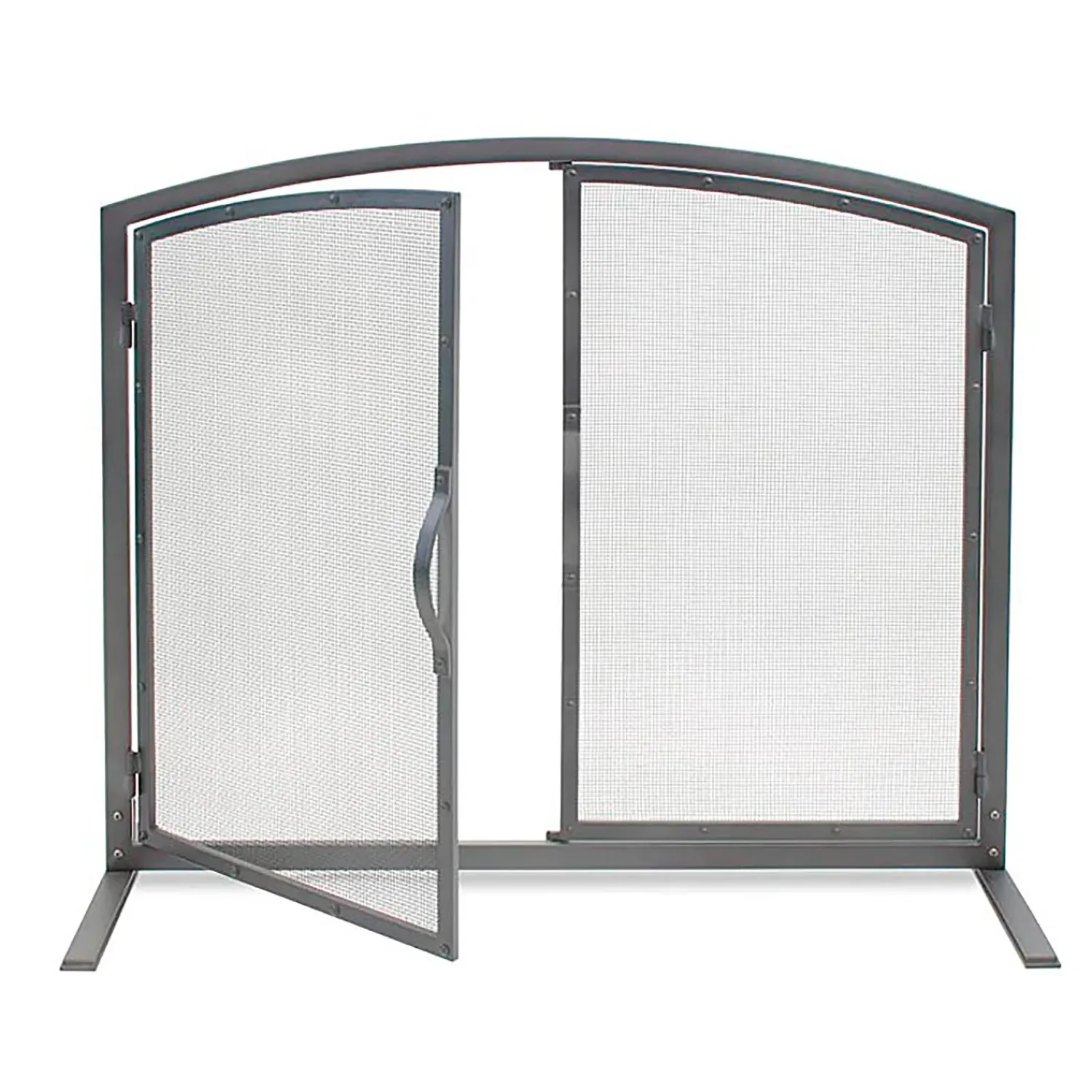 Plow & Hearth Fireplace Screens With Doors>Shadow Door Fireplace Screen in Natural Finish Iron