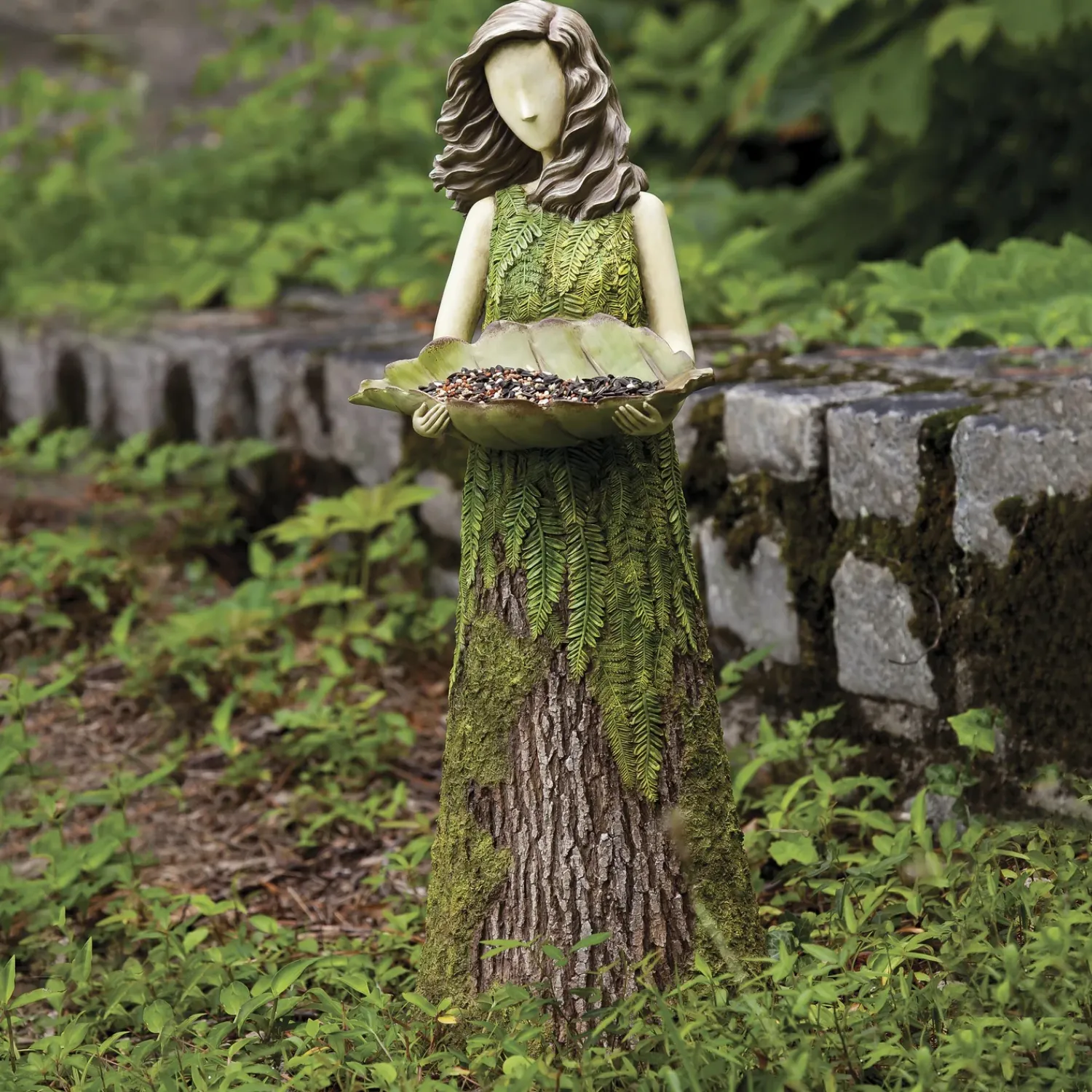Plow & Hearth Garden Statues|Bird Feeders>Sherwood "Fern" Statuary/Bird Feeder