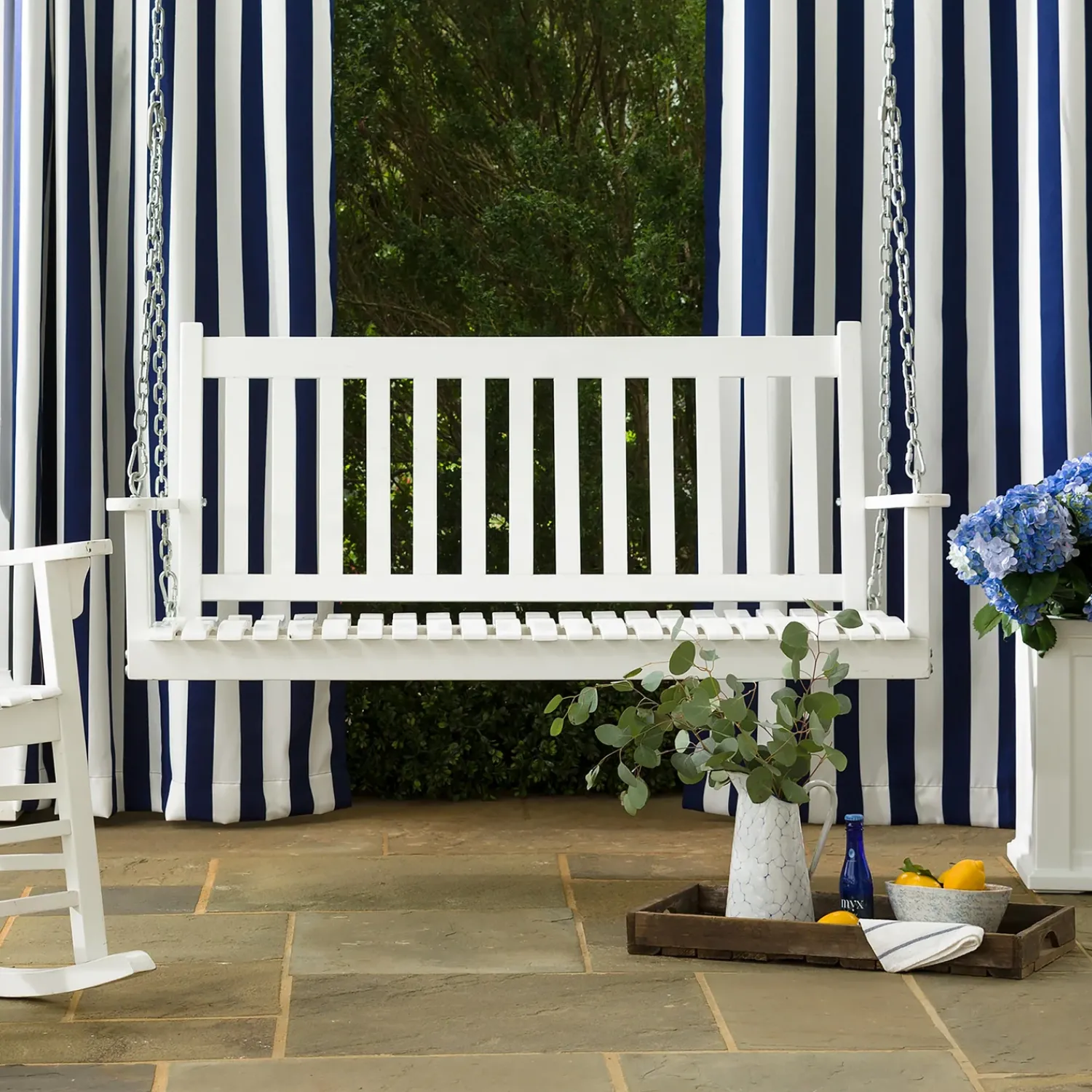 Plow & Hearth Swings & Hammocks>Slatted Wood Porch Swing WhitePaint