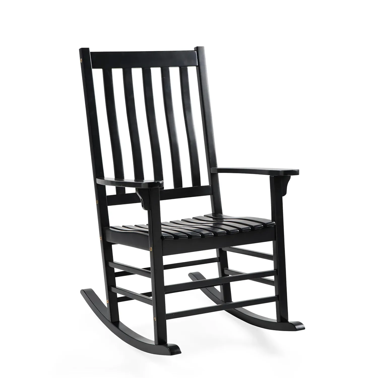Plow & Hearth Chairs & Rockers|Rockers & Gliders>Slatted Wood Rocking Chair BlackPaint