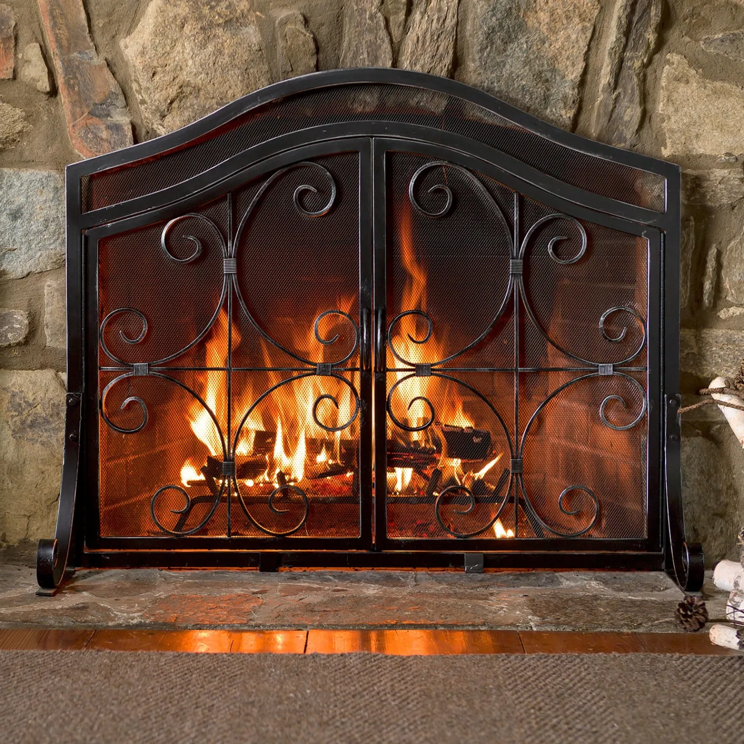 Plow & Hearth Fireplace Screens With Doors>Small Crest Fireplace Screen With Doors