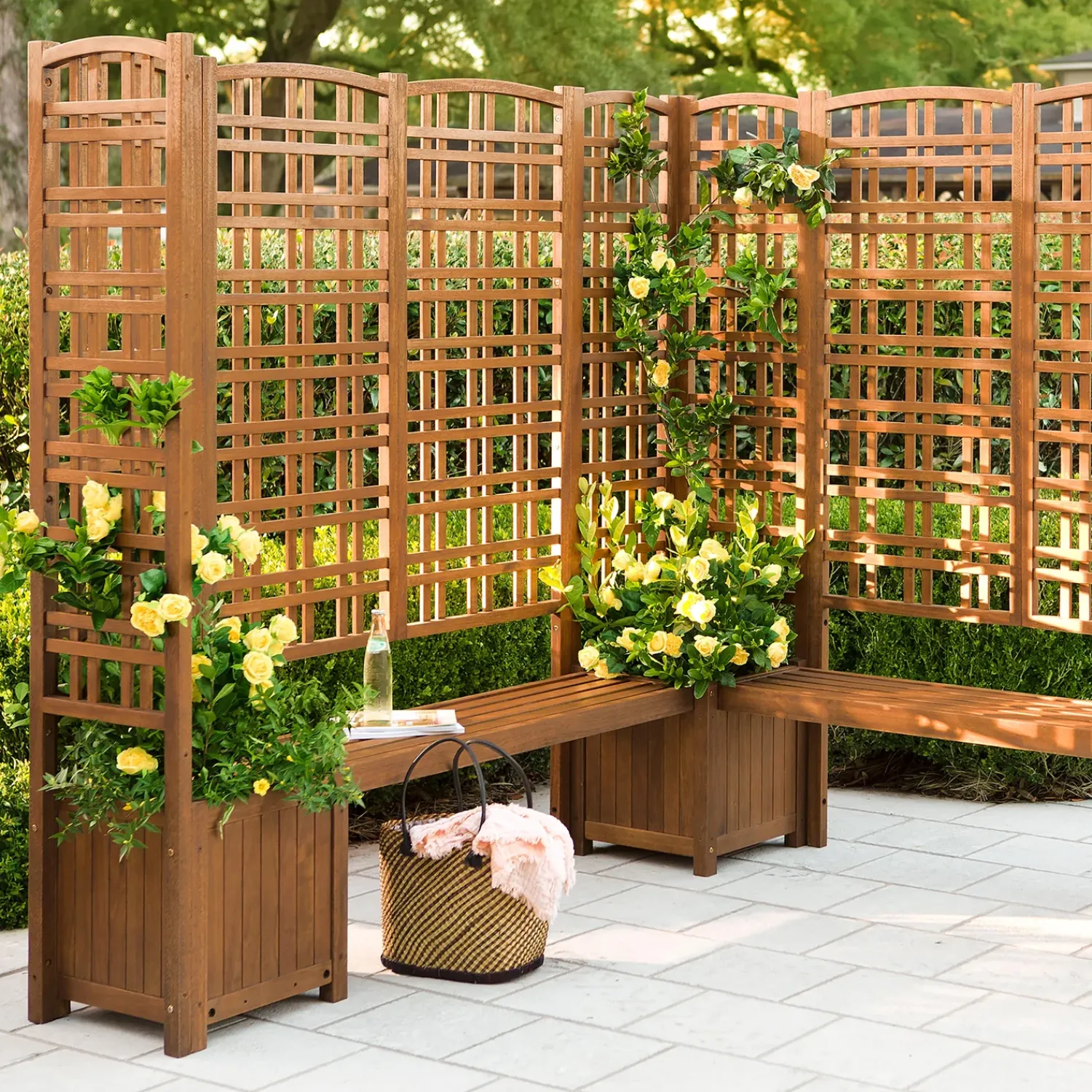 Plow & Hearth Arbors & Trellises>Small Eucalyptus Privacy Trellis Screen