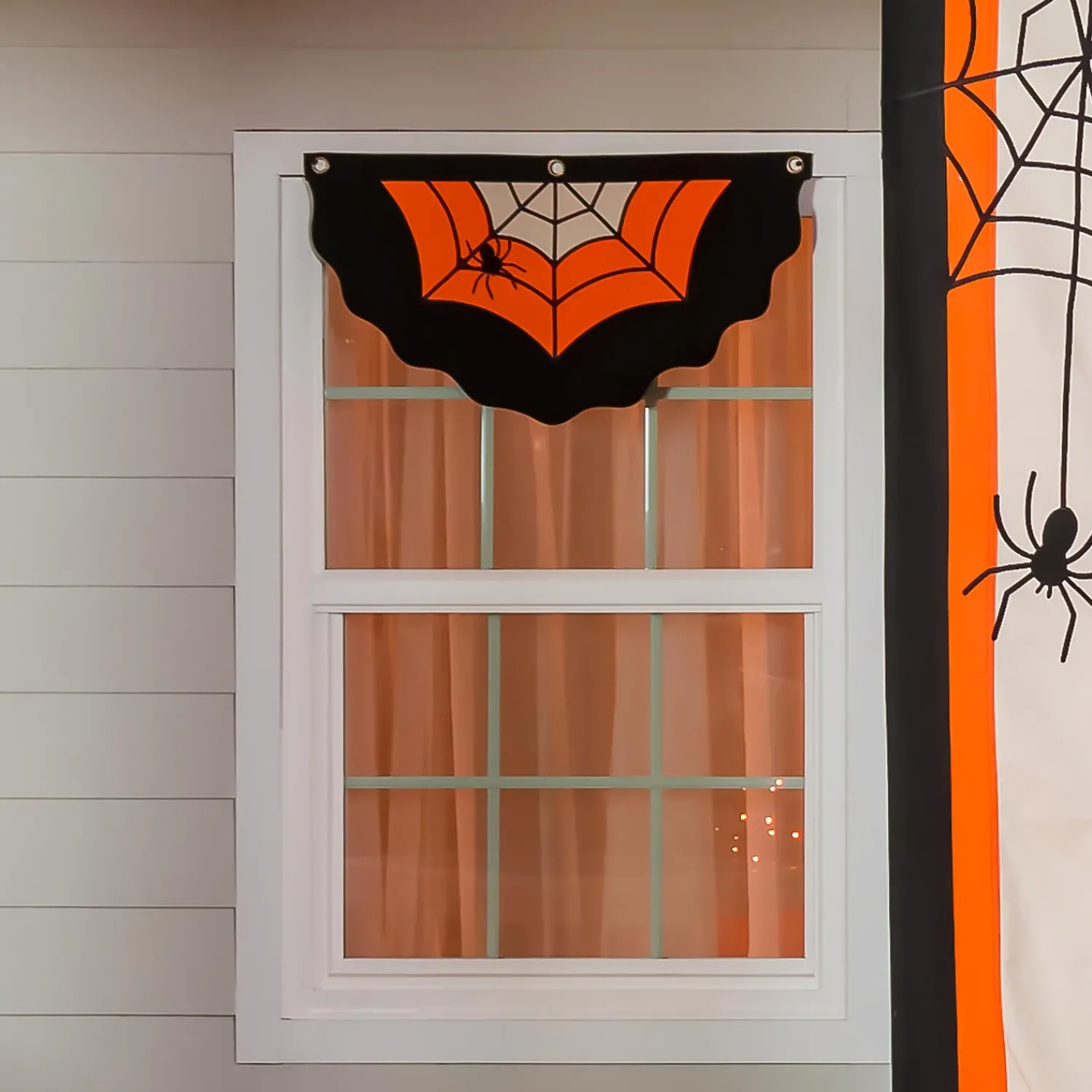 Plow & Hearth Bunting & Banners>Small Halloween Spider Web Cotton Bunting