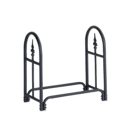 Plow & Hearth Outdoor Clean Up|Wood Storage & Wood Racks>Small Heavy Duty Steel Wood Rack with Finial Design