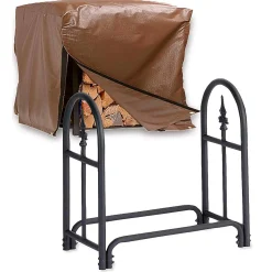 Plow & Hearth Outdoor Clean Up|Wood Storage & Wood Racks>Small Heavy Duty Steel Wood Rack with Finial Design