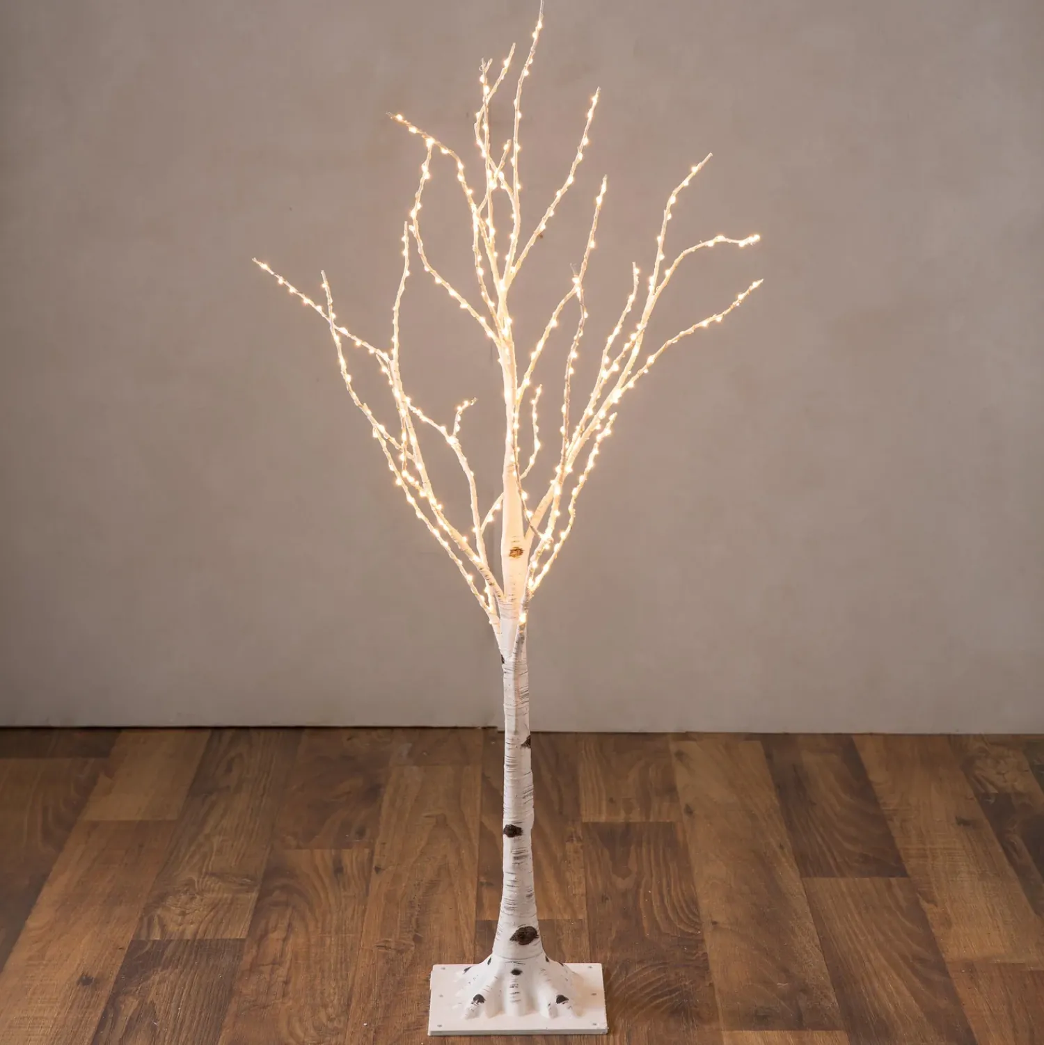 Plow & Hearth Lighted Trees & Garlands>Small Indoor/Outdoor Birch Tree with 300 Warm Lights White