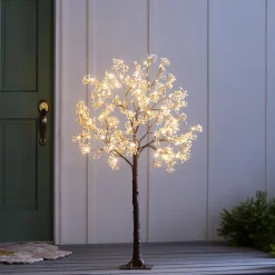 Plow & Hearth Lighted Trees & Garlands>Small Indoor/Outdoor Electric Lighted Baby's Breath Tree, 4'H