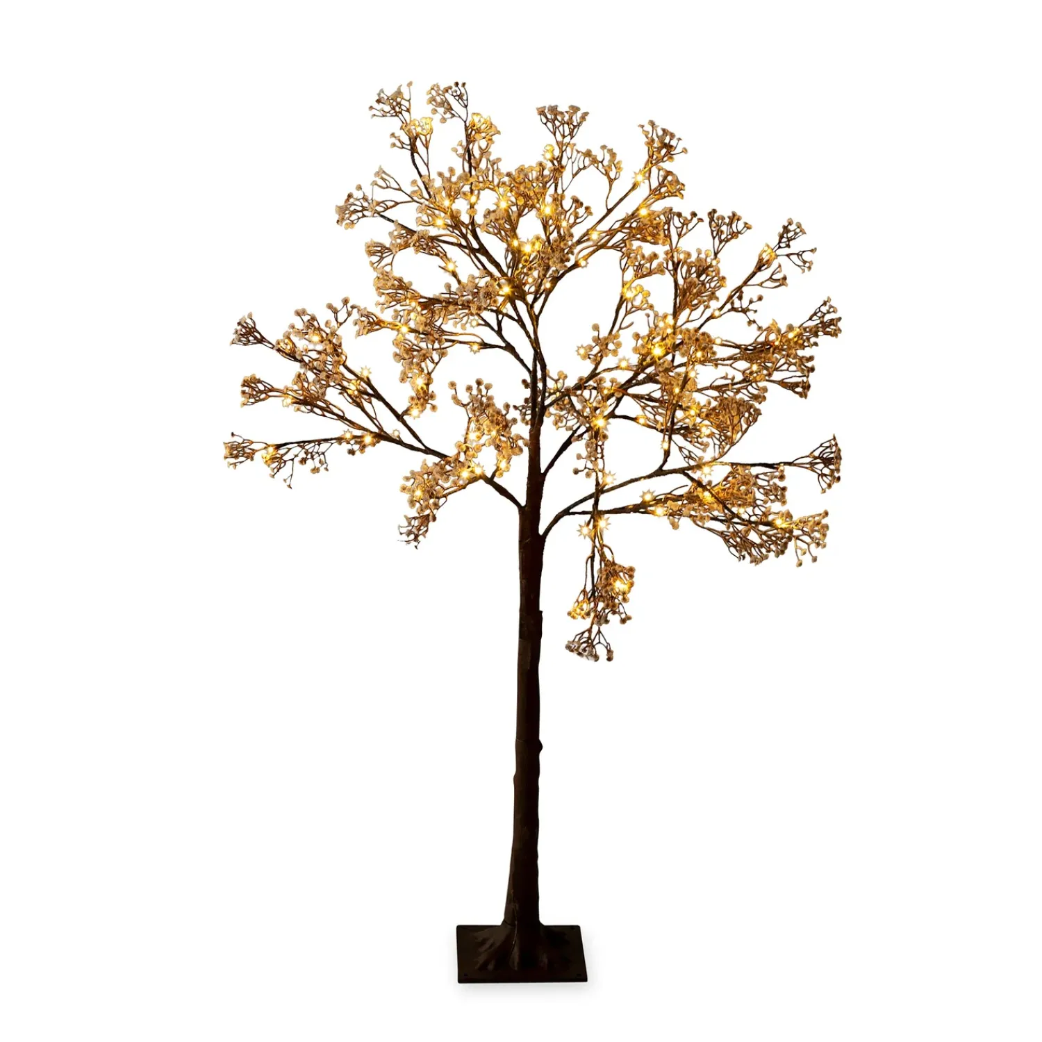 Plow & Hearth Lighted Trees & Garlands>Small Indoor/Outdoor Electric Lighted Baby's Breath Tree, 4'H