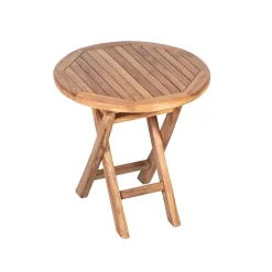 Plow & Hearth Outdoor Side Tables>Small Round Teak Folding Side Table
