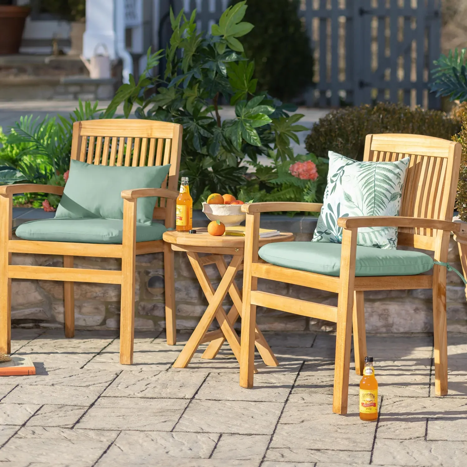 Plow & Hearth Outdoor Side Tables>Small Round Teak Folding Side Table