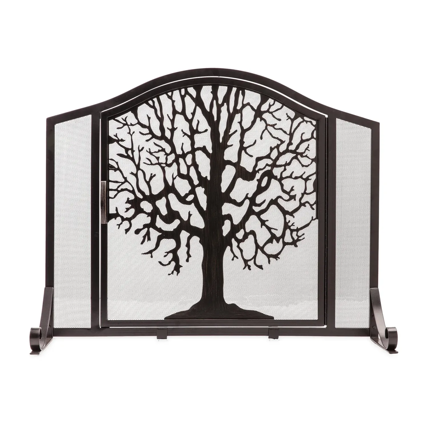 Plow & Hearth Fireplace Screens With Doors>Small Tree of Life Fire Screen with Door Black